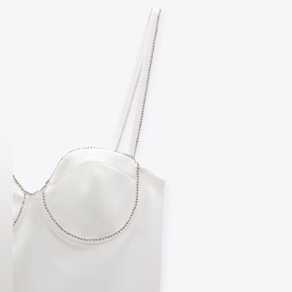 White Rhinestone Bodysuit ✨ZARA - Picture 2 of 5